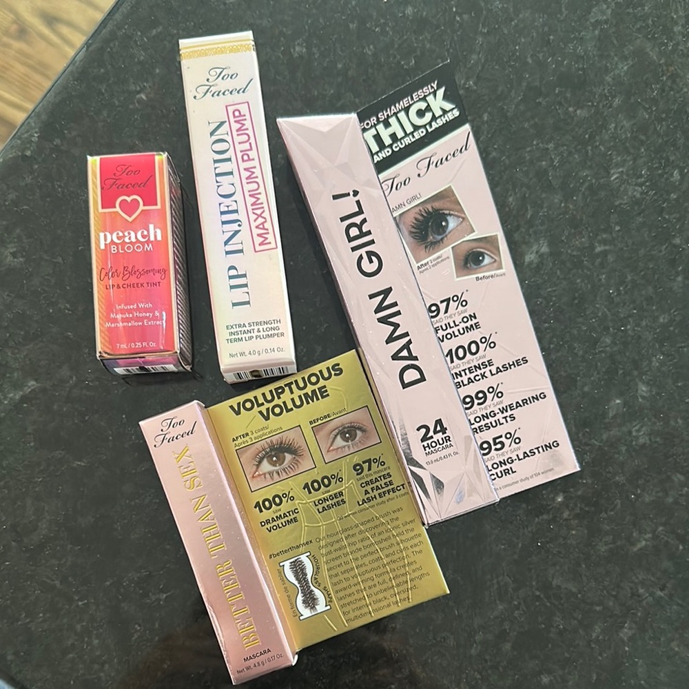 Too Faced Makeup Bundle - Lips, eyes, cheeks.